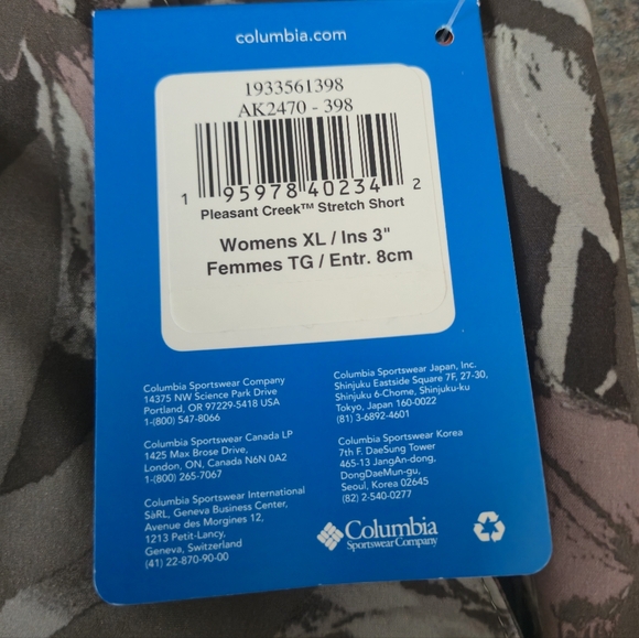 NWT Columbia Pleasant Creek Stretch Shorts XL Floral Fossil Tropical UPF 50 3" - Picture 4 of 8